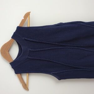 Blue Ribbed Fitted Sleeveless Tank Top